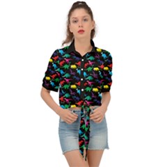 Rainbow Dino Tie Front Shirt  by ALIXE