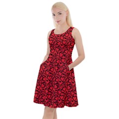Valentines Red Hearts Knee Length Skater Dress With Pockets