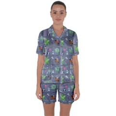 Micro Dnd Satin Short Sleeve Pajamas Set by InPlainSightStyle