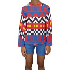 Shapes Rows Kids  Long Sleeve Swimwear