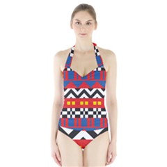 Shapes Rows Halter Swimsuit