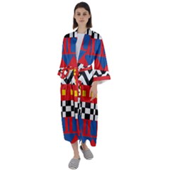 Shapes Rows Maxi Satin Kimono