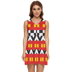 Shapes Rows Tiered Sleeveless Mini Dress