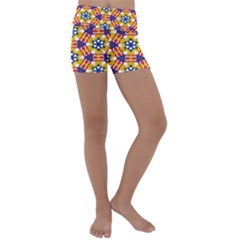 Wavey Shapes Pattern                                                              Kids  Lightweight Velour Yoga Shorts by LalyLauraFLM