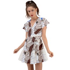 Koala T- Shirt Life Would Be So Boring Without Koalas T- Shirt (1) Flutter Sleeve Wrap Dress by maxcute