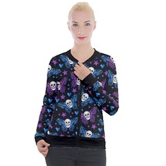 Skull Butterfly Casual Zip Up Jacket