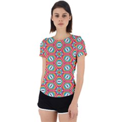 Hexagons and stars pattern                                                                Back Cut Out Sport Tee