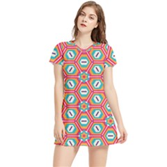 Hexagons and stars pattern                                                              Short Sleeve V-Neck Dress