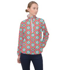 Hexagons and stars pattern                                                                Women Half Zip Windbreaker