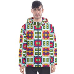 Shapes In Shapes 2                                                                 Men s Hooded Puffer Jacket by LalyLauraFLM