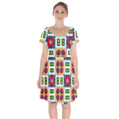 Shapes In Shapes 2                                                                   Short Sleeve Bardot Dress by LalyLauraFLM