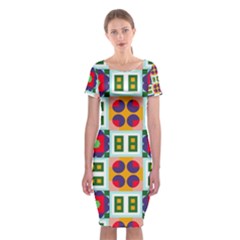 Shapes In Shapes 2                                                                Classic Short Sleeve Midi Dress by LalyLauraFLM