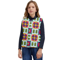 Shapes In Shapes 2                                                       Kid s Short Button Up Puffer Vest by LalyLauraFLM