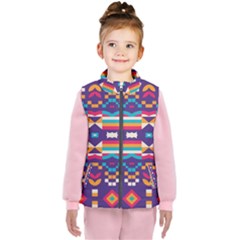 Pastel Shapes Rows On A Purple Background                                                                  Kid s Puffer Vest