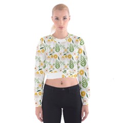 Flowers On A White Background Pattern                                                                      Women s Cropped Sweatshirt