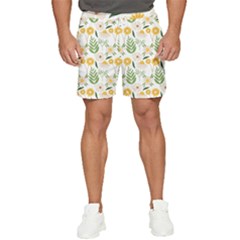 Flowers On A White Background Pattern                                                           Men s Runner Shorts by LalyLauraFLM