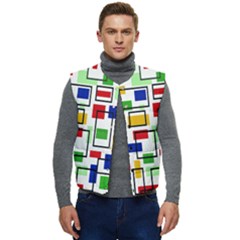 Colorful rectangles                                                            Men s Short Button Up Puffer Vest