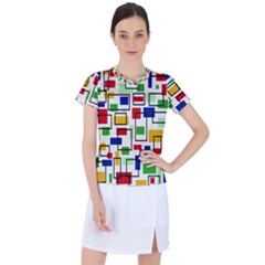 Colorful rectangles                                                                    Women s Mesh Sports Top
