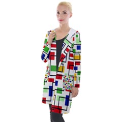 Colorful rectangles                                                                     Hooded Pocket Cardigan