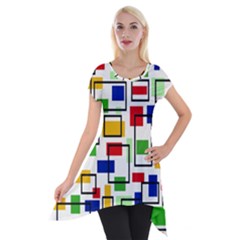 Colorful rectangles                                                                      Short Sleeve Side Drop Tunic