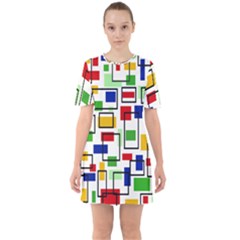 Colorful rectangles                                                                         Sixties Short Sleeve Mini Dress