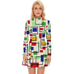 Colorful rectangles                             Long Sleeve Velour Longline Dress