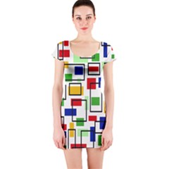 Colorful rectangles                                                                      Short sleeve Bodycon dress