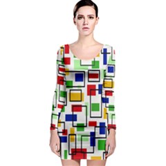 Colorful rectangles                                                                      Long Sleeve Bodycon Dress