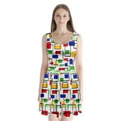 Colorful rectangles                                                                     Split Back Mini Dress