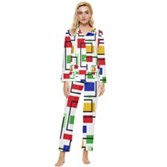 Colorful rectangles                                                                    Womens  Long Sleeve Pocket Pajamas Set