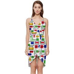 Colorful rectangles                                                            Wrap Frill Dress