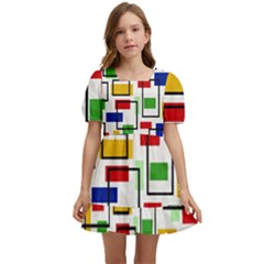 Colorful rectangles                                                           Kids  Short Sleeve Dolly Dress