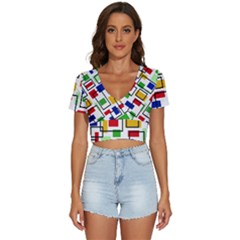 Colorful rectangles                                                             V-Neck Crop Top