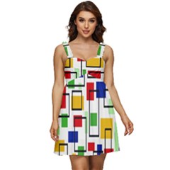 Colorful rectangles                                                             Ruffle Strap Babydoll Chiffon Dress