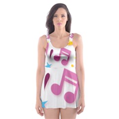 Love Cute Cartoon Seamless Shading Skater Dress Swimsuit by Jancukart