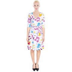 Love Cute Cartoon Seamless Shading Wrap Up Cocktail Dress by Jancukart