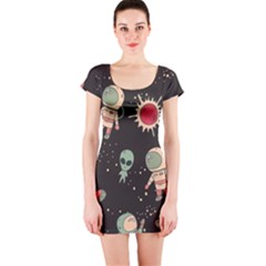 Space Pattern Cartoon Short Sleeve Bodycon Dress by Jancukart