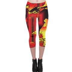 Red Light Ii Capri Leggings  by MRNStudios