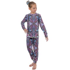 Charcoal Pink Repeats Iv Kids  Long Sleeve Set 