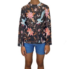 Vintage Floral Pattern Kids  Long Sleeve Swimwear