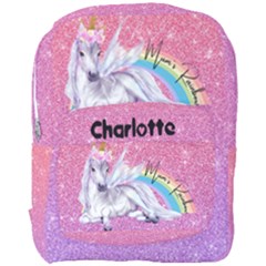 Unicorn Hot Pink Rainbow Background Kids Top Full Print Backpack