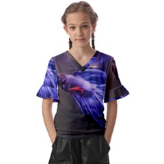 Betta Fish Photo And Wallpaper Cute Betta Fish Pictures Kids  V-Neck Horn Sleeve Blouse