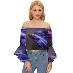 Betta Fish Photo And Wallpaper Cute Betta Fish Pictures Off Shoulder Flutter Bell Sleeve Top by StoreofSuccess