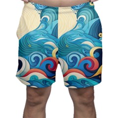 Waves Ocean Sea Abstract Whimsical (2) Men s Shorts