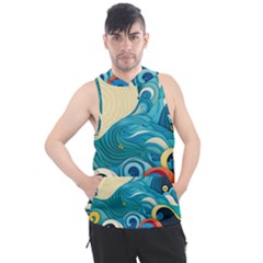 Waves Ocean Sea Abstract Whimsical (2) Men s Sleeveless Hoodie by Jancukart