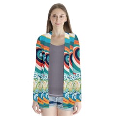 Wave Waves Ocean Sea Abstract Whimsical Drape Collar Cardigan by Jancukart
