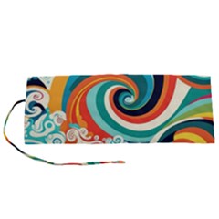 Wave Waves Ocean Sea Abstract Whimsical Roll Up Canvas Pencil Holder (s) by Jancukart