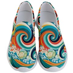 Wave Waves Ocean Sea Abstract Whimsical Men s Lightweight Slip Ons by Jancukart