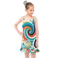 Wave Waves Ocean Sea Abstract Whimsical Kids  Overall Dress