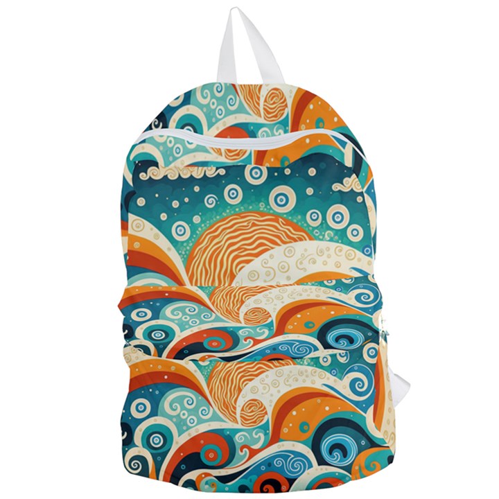 Waves Ocean Sea Abstract Whimsical (3) Foldable Lightweight Backpack